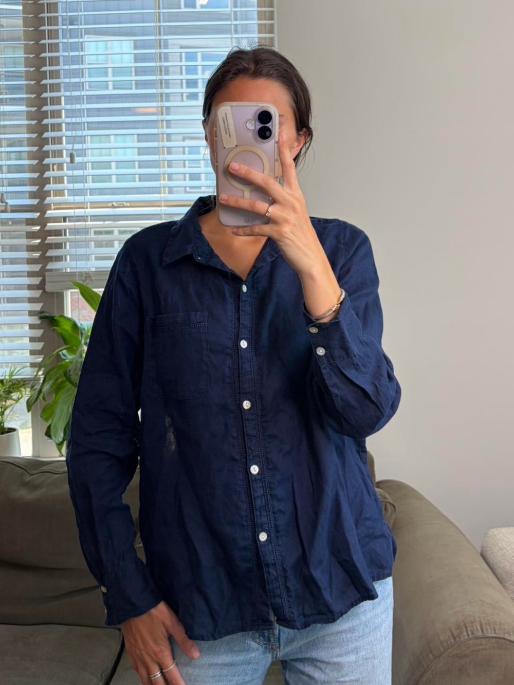 Joie blue linen button down